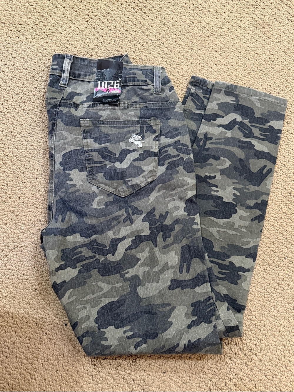 Black Brown 1826 Women's Skinny Camo Jeans
